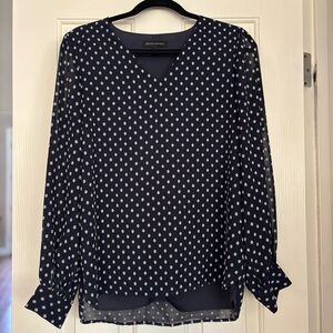 Navy Polka Dot High-Low Top by Banana Republic